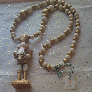 NWT Simply Southern Festive Gold and Cream Nutcracker Necklace